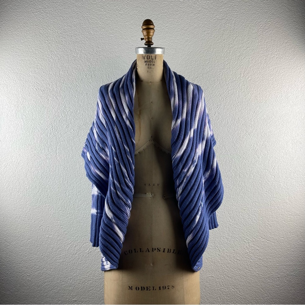 Pure Handknit l S/M Purple Tender Tie Dye Rib Knit Long Sleeve Cardigan Sweater